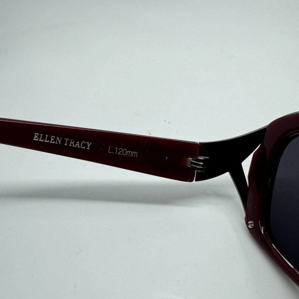 Ellen Tracy Sagitta Burgundy Sunglasses Red Full Rim 120‎ H10117